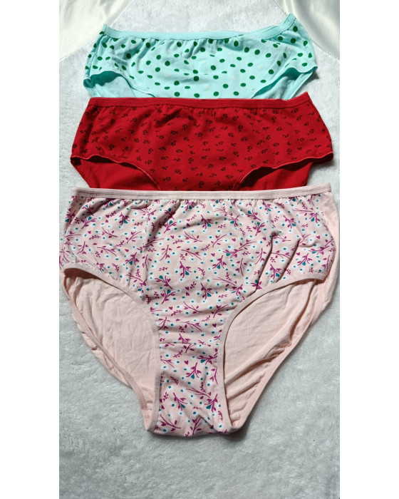 Tutku 3'lü Kadın Desenli Slip – Tek Beden Pamuklu Külot Seti